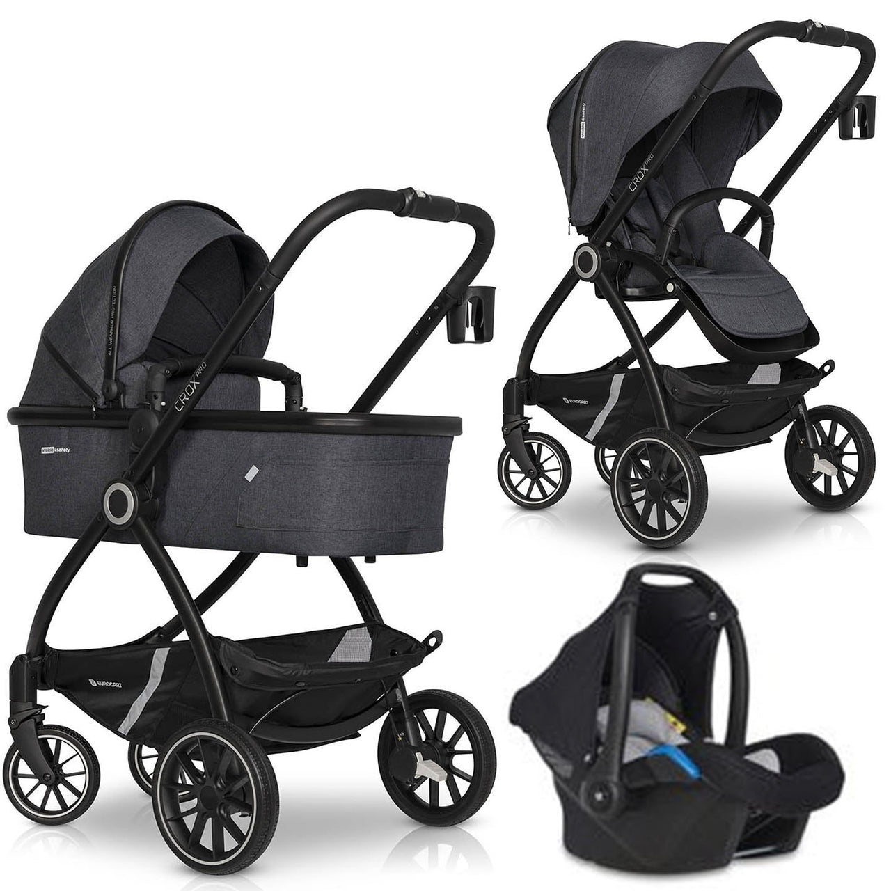 Euro-cart CROX PRO 3in1 | Coal - Hula Hula Baby